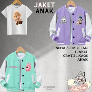 [JAKET + KAOS] JAKET ANAK LABUBU FREE KAOS LABUBU / JACKET ANAK LAKI LAKI PEREMPUAN USIA 2-12 TAHUN