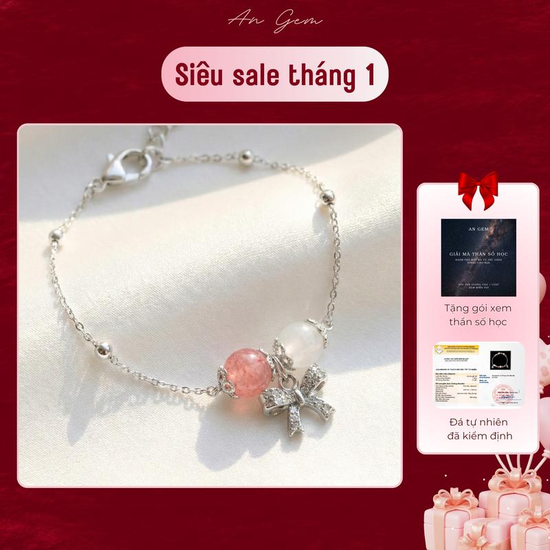  Vòng tay nữ đá tự nhiên mix charm nơ Ribbon An Gem lắc tay đá phong thủy năng lượng tích cực phối charm tinh tế Bracelet phụ kiện quà tặng sinh nhật giáng sinh Noel Tết Valentine  TẶNG GÓI XEM THẦN SỐ HỌC  