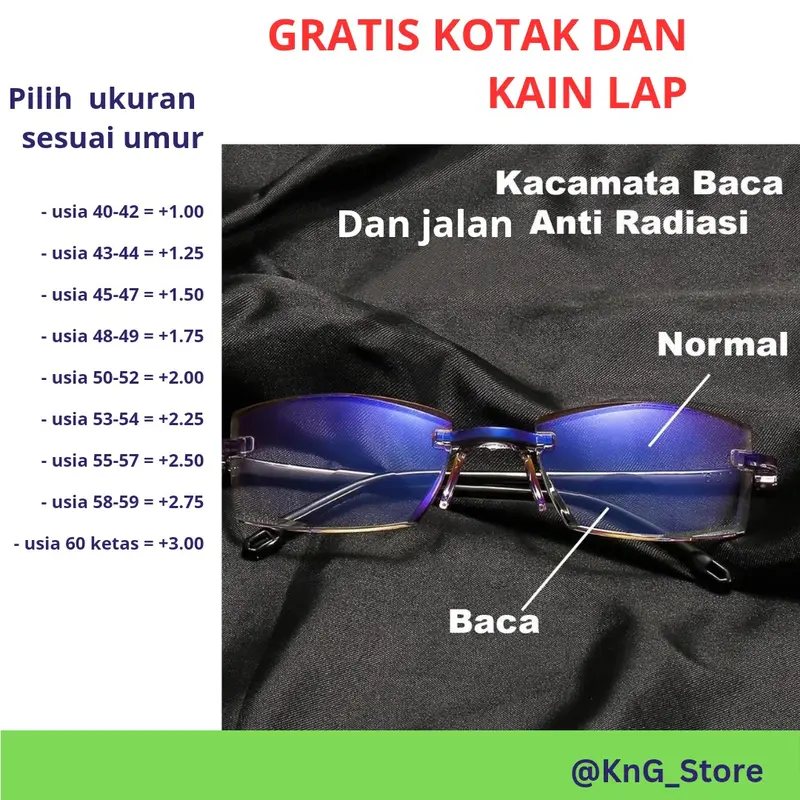 (BELI 1 GRATIS 1) Kacamata Dua Lensa Untuk Baca Dan Jalan, Untuk Pria Dan Wanita Hitam Wajah 1