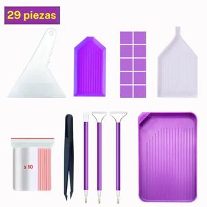 Kit de Herramientas y Accesorios para Pintura de Diamante 5D DIY, 29 piezas/set Herramientas de Pintura Multifuncionales, Accesorios Únicos para Artes y Manualidades