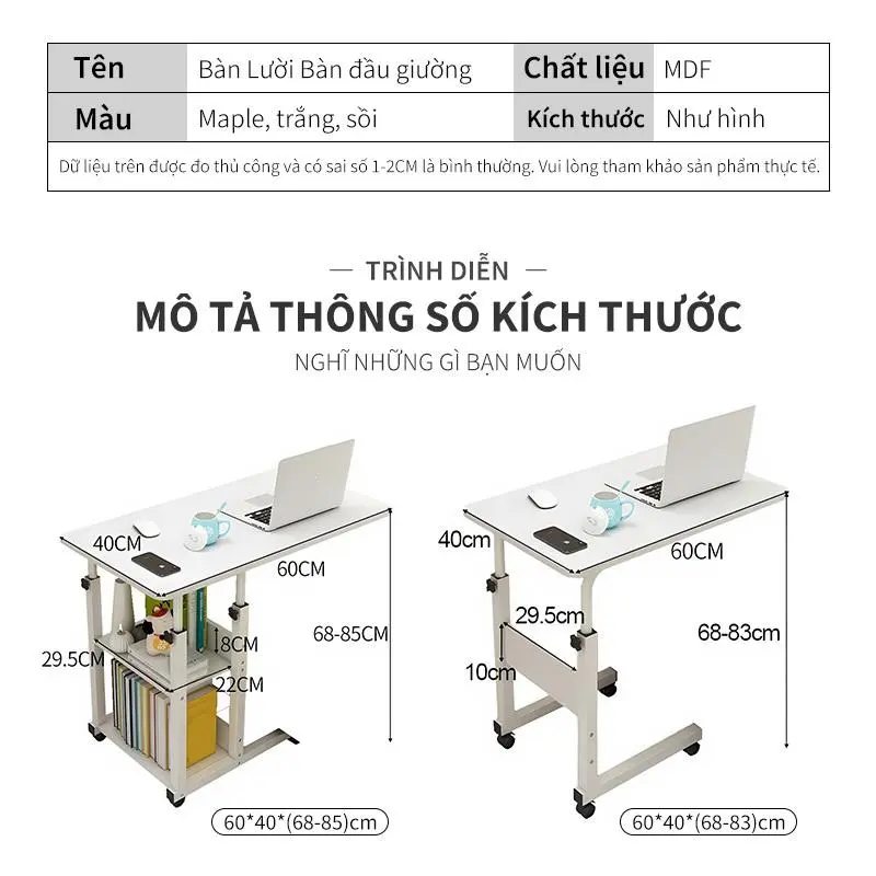 Bàn Làm Việc Bàn Học Thông Minh Đa Năng Bàn Nâng Hạ Chiều Cao Có Bánh Xe Di Chuyển Phù Hợp Mọi Không Gian 1