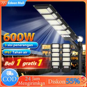【Beli 1 gratis 1 】600W lampu solar tenaga surya 3 Sisi Penerangan IP67 Tahan Air COD didukung​​,​​Menyala otomatis saat gelap​​,​​Luar ruang​​,Kolam,Jalan,​​Halaman​​,lampu tenaga surya otomatis outdoor,lampu tenaga surya 24 jam,lampu solar tenaga surya