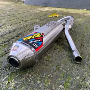NORIFUMI KNALPOT ROCKET-4 NEW Motor Standar PNP KLX CRF WR155 & DTracker Stainless Anti Karat Suara Ngebas Bulat Performa Optimal.