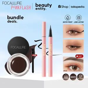 (DAPAT EYELINER) FOCALLURE Eyebrow Cream Gel waterproof Alis-kosmetik Eyebrow Cream Pomade dengan Kuas alis dan Eyeliner brow  pomade