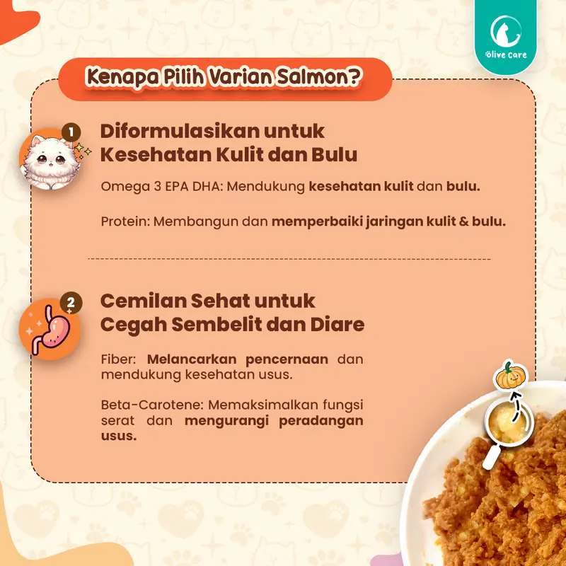 Olive Care PAKET CREAMY TREATS 16gr & 20gr Isi 5pcs Snack Cemilan Kucing Bernutrisi dengan Daging Ayam/Salmon/Tuna Asli with Red Spinach/Winter Squash/Highbush Blueberry 3