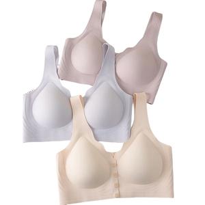 2pcsTwo Bras Plus Size Push-Up Front Closure Soft Support Bra for Women Wide Straps Seamless Beauty Back Wireless Fixed Cup Vest Bra bralette