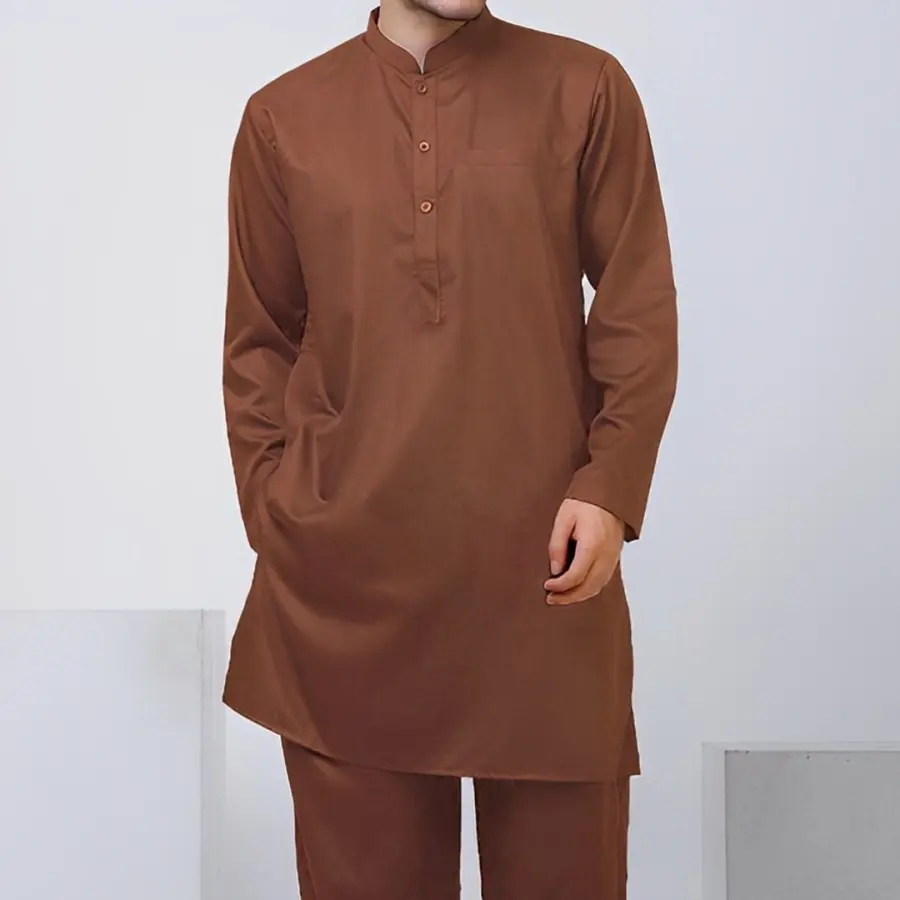 Baju Koko Maaz Baju Koko Umroh Pria Arab Dewasa Terbaru 2024 Baju Koko polos Lengan Panjang Setelan Muslim Pria Bahan Toyobo Size M-5XL Variasi Kancing Get Peci Dan Tasbih