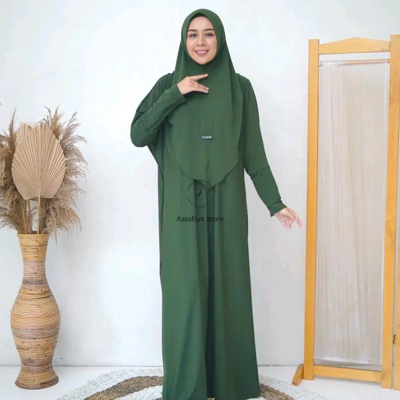 Abaya One Set Kerudung+Ciput Lengan Resleting Terbaru Casual Silver elegan xl 5