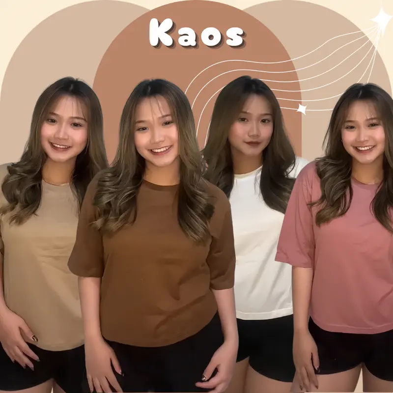 Kaos Wanita Semi Crop Fit XL LD 100 cm Polos Baju Perempuan Distro Jumbo Oversize Lengan 3 per 4 Bigsize Pakaian Tshirt T Shirt Oblong Cewek Cewe Dewasa Kekinian Murah Grosir Warna Putih Hitam Pink Dusty Hijau Coklat Katun Santai Crew Hitam Panjang Combed 1