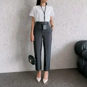 Alexa Pants - Celana Panjang Kerja Wanita Daily Outfit Pinggang Karet Tebal Formal Basic Kantor Simple Casual Kantong Semi