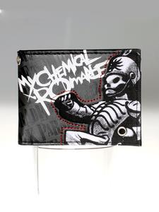Cartera de dos paneles con estampado calado de calavera de alta calidad, tarjetero personalizado a la moda, ventana para identificación, diseño elegante y único