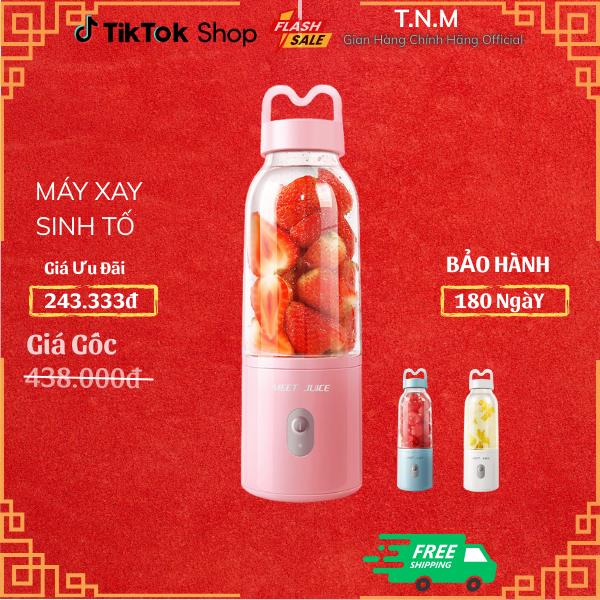 Máy Xay Sinh Tố Mini Cầm Tay Meet Juice Cắm Điện 500mll, 4 Lưỡi Dao, Động Cơ Mạnh Mẽ, Tiện Lợi Khi Mang Theo