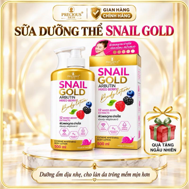 Sữa dưỡng thể Snail Gold Arbutin Mix Berry Body Lotion Precious Skin 500ml - Thái Lan Dưỡng Da Body Women Nữ