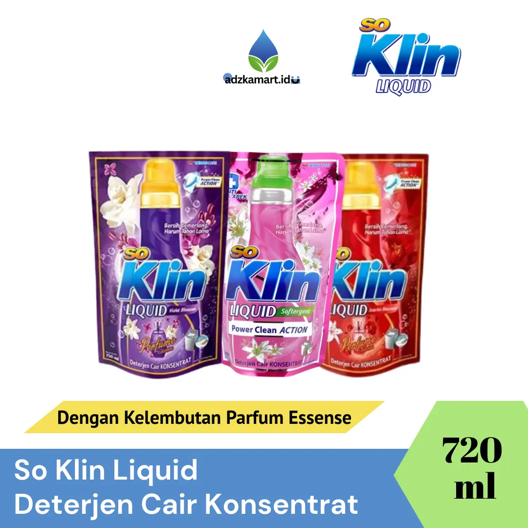 So Klin Liquid Perfume Collection 720ml Violet Blossom / Softergent Pink / Scarlet Blossom / Power Clean Action