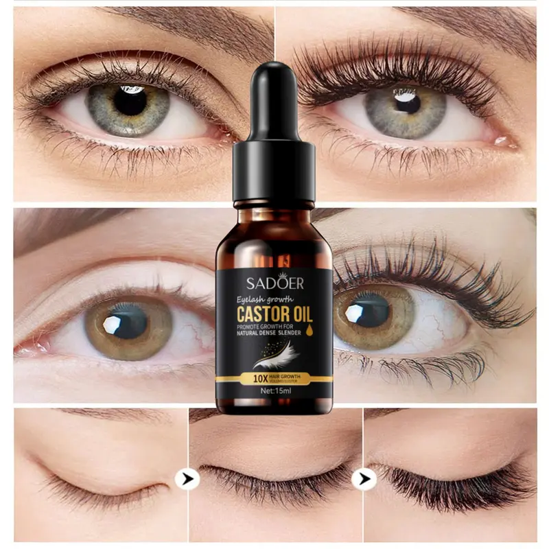 Serum Penebal Bulu Mata Serum Penumbuh Bulu Mata dan Alis Pure Castor Oil Pemanjang Bulu Mata Cepat Penebal Pemanjang Bulu Mata dan Alis Bulu Mata 7 Hari Eyelash Eyebrow Natural Serum 15ML 5