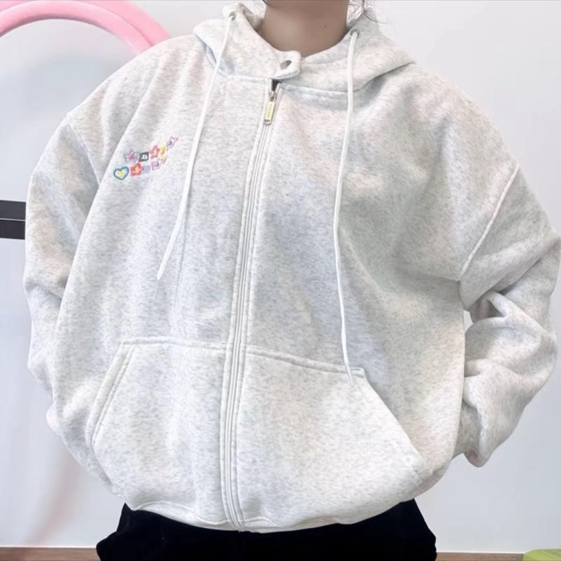 Áo khoác hoodie zip nỉ bông form rộng nam nữ (Cúc Bấm) ngôi sao tim