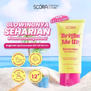 SCORA Bright Me Up Sunscreen 30 gr Sunblock Mencerahkan Melindungi UV Menyerap Cepat Glowing Sepanjang Hari