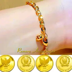 Gelang Tangan Nuri Warna Emas Dari Bahan Coin Logam  Elegan Bracelets