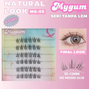 MYGUM bulumata SERI TANPA LEM MG-02 natural look bulumata palsu lentik D curl tanpa lem bulu mata lembut dan ringan premium eyelash extension
