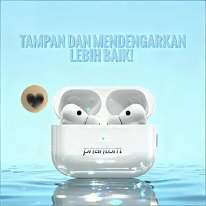 PHANTOM V6 Earphone Bluetooth Nirkabel True Wireless, Tahan Air IPX7, Baterai Tahan Lama, TWS, Suara Stereo Bass Kuat, Surround 3D, Peredam Suara Cerdas, Cocok untuk Game, Panggilan, Musik, Olahraga, Earphone Bluetooth Nirkabel