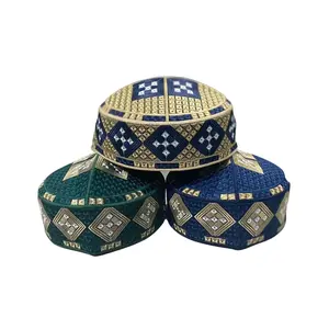 PECI KOPIAH HAJI PRIA PAKISTAN SUPER Bordir Dewasa Motif Muslim Nyaman Songkok Hitam Santri Putih Katun