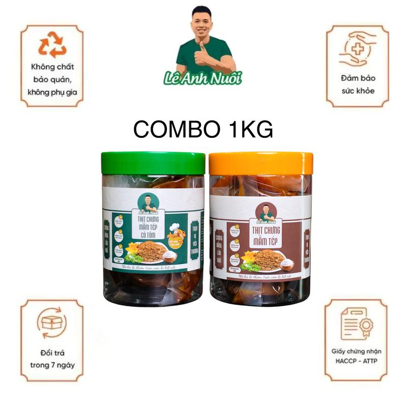 Thịt chưng mắm tép combo 500gx2 vị truyền thống và có thêm tôm sú tươi bóc nõn