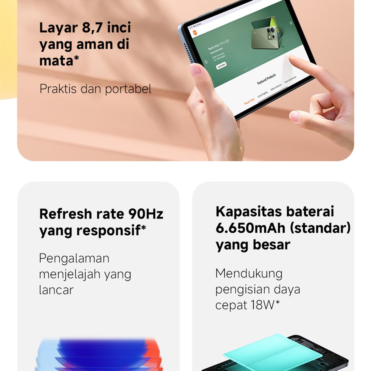 Xiaomi Redmi Pad SE 8.7 (4/128GB) | Layar 8.7" Perlindungan Mata | Refresh Rate 90Hz | Baterai 6650mAh | Prosesor Octa-Core [Official Store]