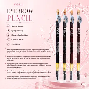 [BPOM] FEALI Pensil Alis dengan Spoolie dan Serutan / Celak / Feali Eyebrow Pencil Waterproof