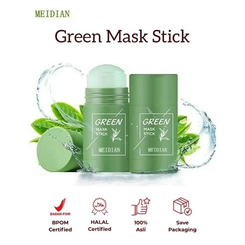ORIGINAL MEIDIAN Green Tea Eggplant Stick Mask Cleansing Clay Masker Wajah Blackhead  Komedo Skincare Stik Acne Jerawat 2