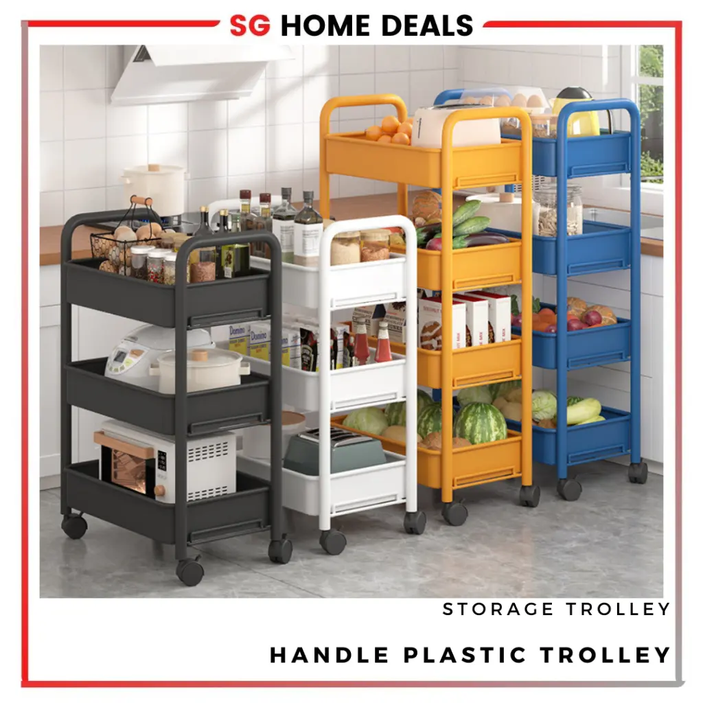 [SG STOCK] Plastic Trolley with Wheel