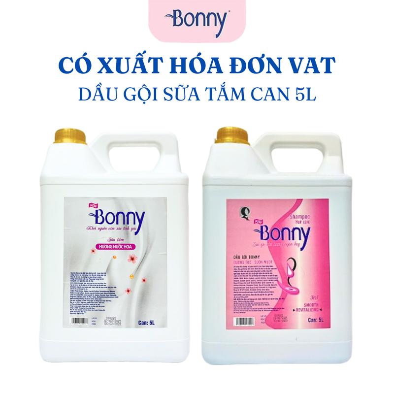 Dầu gội Bonny can 5L, Sữa tắm Bonny can 5L, Dầu xả Bonny can 5L, Nước giặt Bonny can 5L, Nước lau sàn Bonny Can 5L