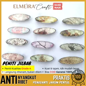 [SET] Peniti Hijab Dagu Simpel Motif Marmer Model Oval Anti Nyangkut Nyaman Aman Kuat Kualitas Grade A Sebagai Alternatif Pengganti Jarum Pentul Muslim Kerudung Mutiara Mewah Ring Bros