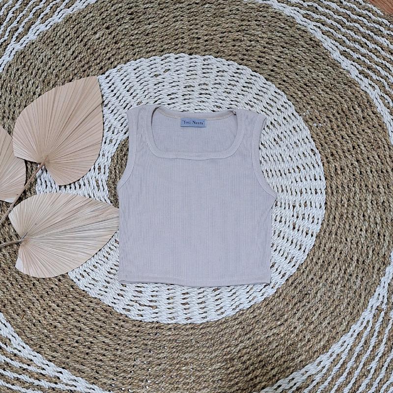 [tanktop 1 an U neck knit] NATA tanktop U knit basic Atasan Wanita Crop Rib 5