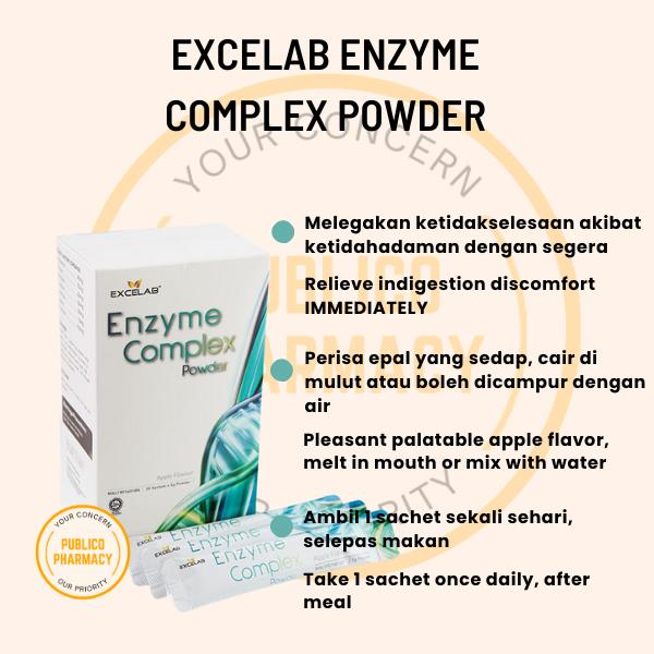 Excelab Enzyme Complex Powder 5g x 30 sachet [Perisa Epal, Mengandungi ...