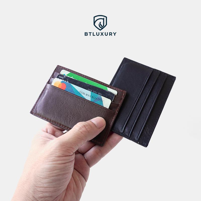 Ví Đựng Thẻ Card Holder WENDY, Da Bò Thật, Ví card Unisex nam nữ đều dùng được, Thương Hiệu BTLUXURY Wallet Hình Chữ Nhật Nhiều Ngăn