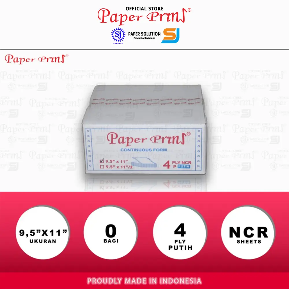 Paperpryns Kertas Continuous Form 4PLY NCR PUTIH 9,5" x 11"