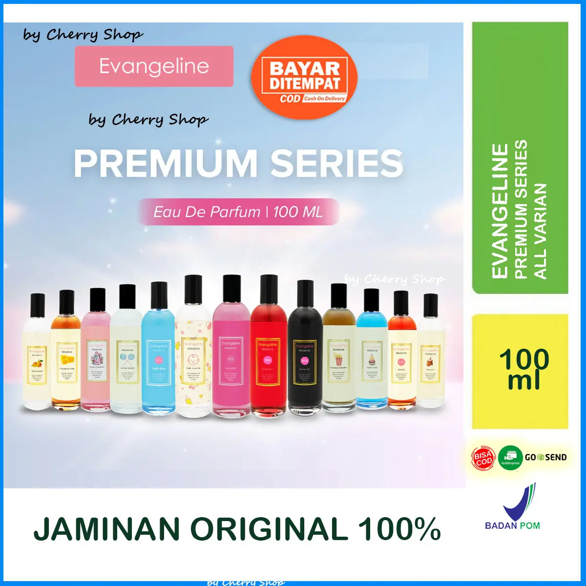 Evangeline Premium EDP 100ml - Bakkarat | Black Opi | Creamy Butter | French Pear | Sea Salt | Baby Powder | Flirt | Parfum Wanita Pria