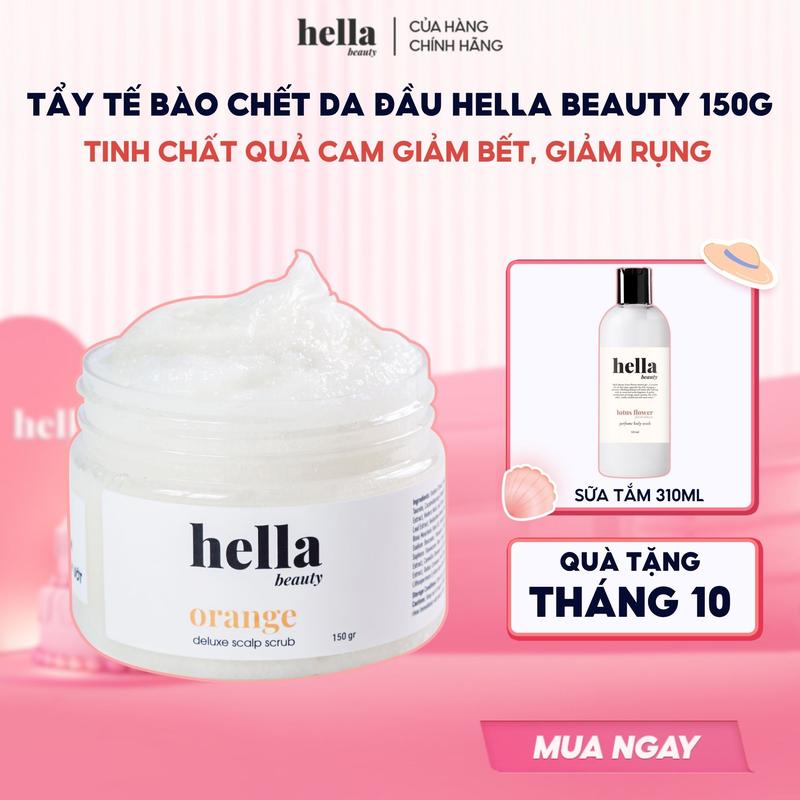 Tẩy tế bào chết cho da đầu tinh chất quả cam Hella Beauty 150g làm sạch da đầu giảm bết dầu
