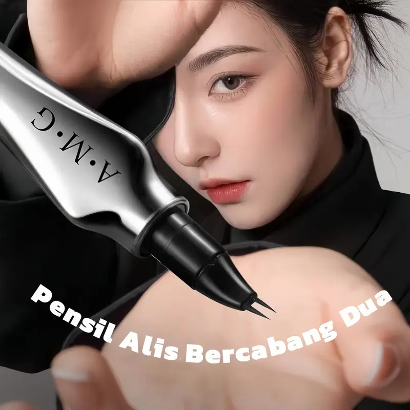 NEW Eyeliner Model Tip Liquid Pen Eyebrow Alis Dua Cabang Waterproof, Pensil Alis Natural Serat Tahan 24 Jam Eyebrow Pen, Pembentuk Alis Serat Natural, Smudgeproof Pencil Alis COD 4