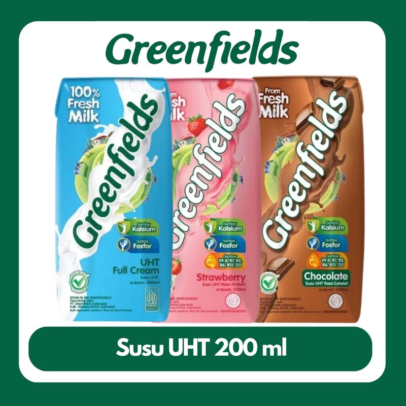 Susu Greenfields UHT Full Cream, Strawberry, Chocolate 200ml - Shop ...