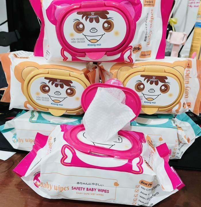 Thùng 10 bịch khăn ướt Baby Wipes không mùi không cồn an toàn cho bé