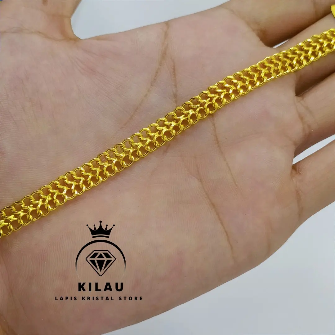 Gelang rajut sepuh emas 24k lapis Crystal