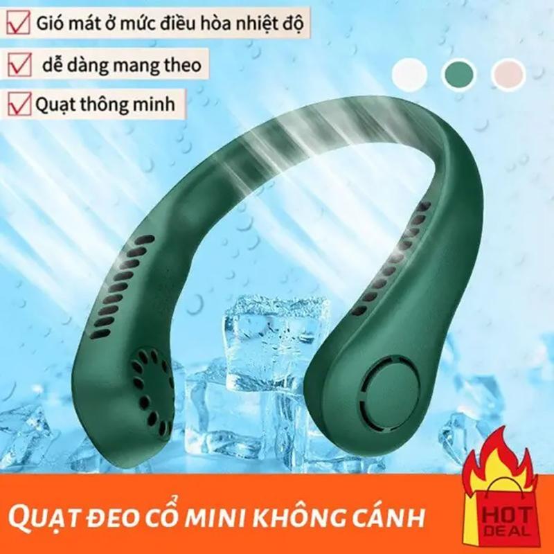   miễn phí vận chuyển Quạt đeo cổ mini không cánh thổi 720 độ có 3 chế độ gió  Dáng Thể Thao -Quạt tích điện mini siêu phẩm hè 