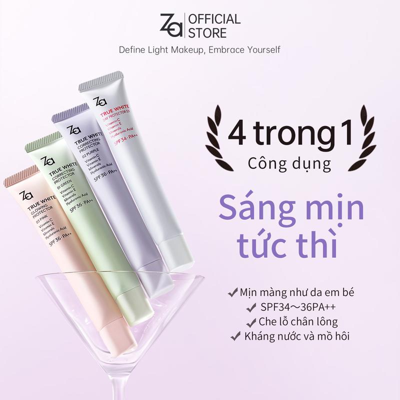 【Click To Order!!】kem lót za SPF36 PA++ Kem dưỡng ẩm lâu trôi cả ngày UV kem lót tím Makeup Primer Cosmetic Nữ Mỹ Phẩm Trang Điểm 0