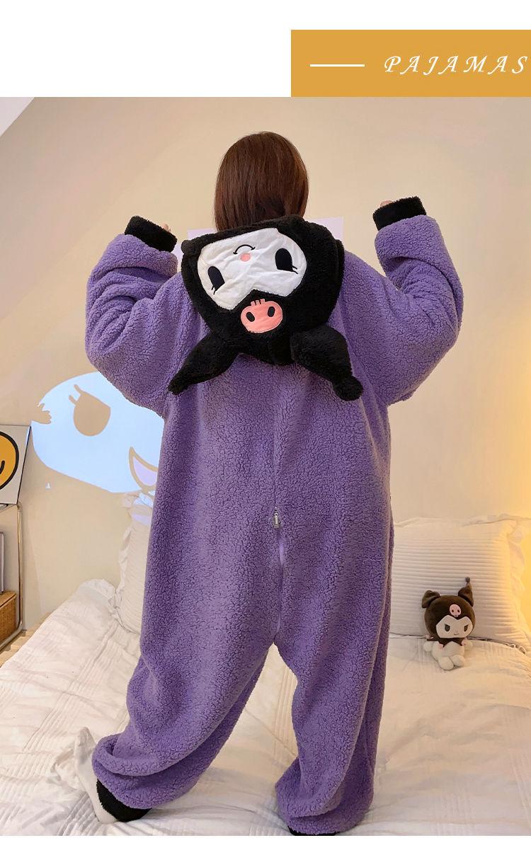 Product Introduction of Strawberry Bear One-Piece Coral Velvet Pajamas Female Stylish Simple and Versatile Flannel Cute Cartoon Student Can Be Outerwear Homewear 20