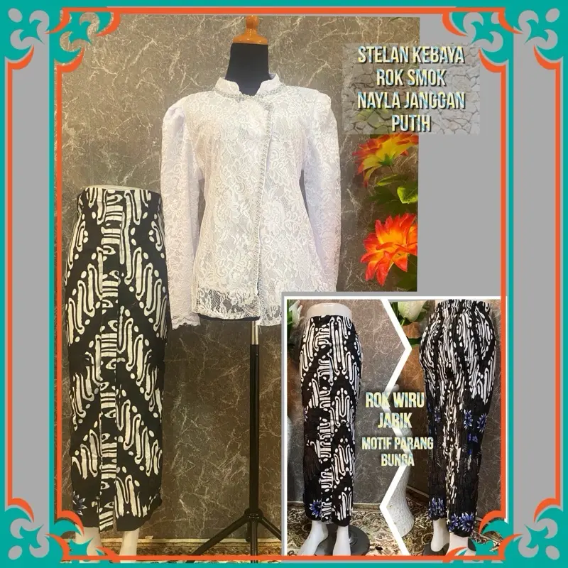 Stelan kebaya brokat rok wiru smok Wanita 6