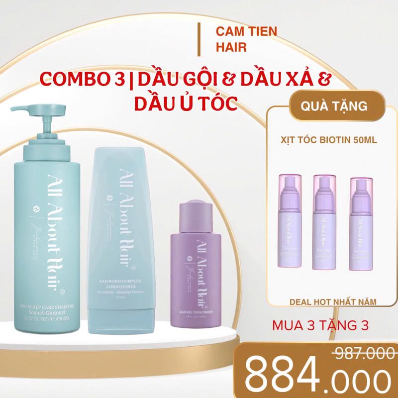 BỘ 3 SẢN PHẨM DẦU GỘI + DẦU XẢ + DẦU Ủ TÓC NHÀ ALL ABOUT HAIR