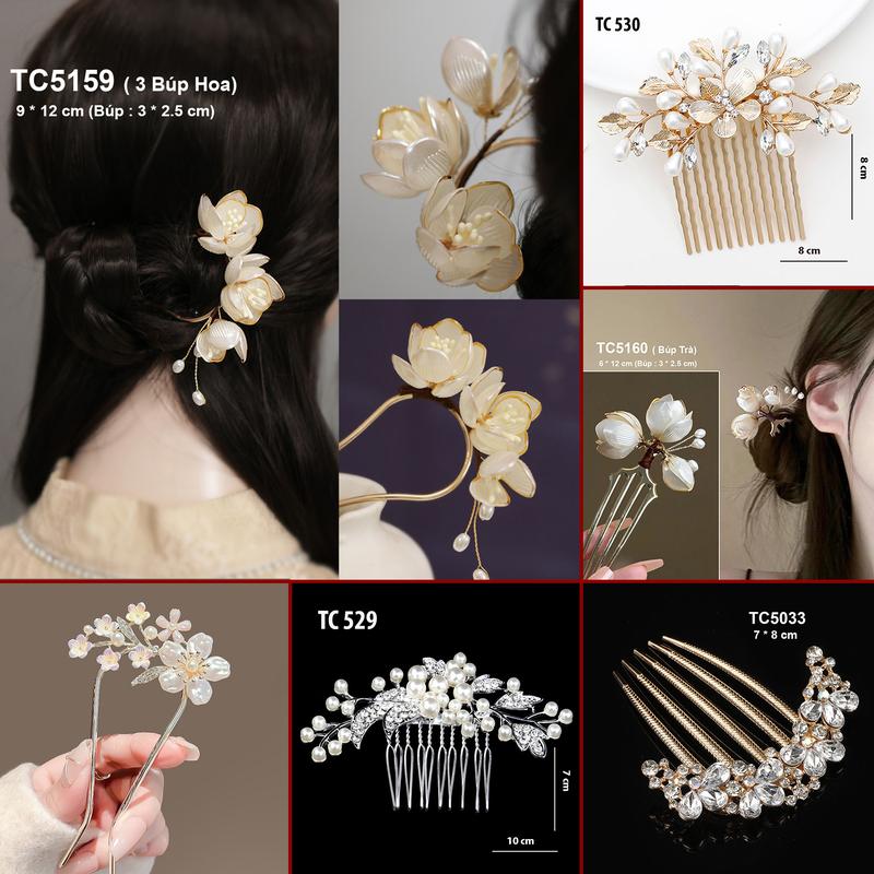 GOTI Phụ Kiện Thời Trang Tóc Cho Nữ Trâm Cài Dạng Xước Hình Bướm Hoa Hồng Và Hạt Châu Phù Hợp Đi Tiệc TC5100