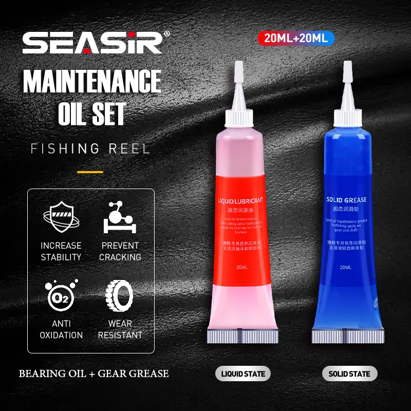 SEASIR - gris pelindung + minyak, 2 keping, untuk kekili memancing, galas, Baitcasting, Berputar, penyelenggaraan, alat memancing