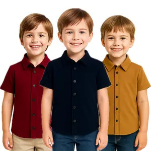 Bronkis Junior Kemeja Anak Laki Usia 1 bulan - 10 Tahun Lengan Pendek Bahan Pique Warna Polos